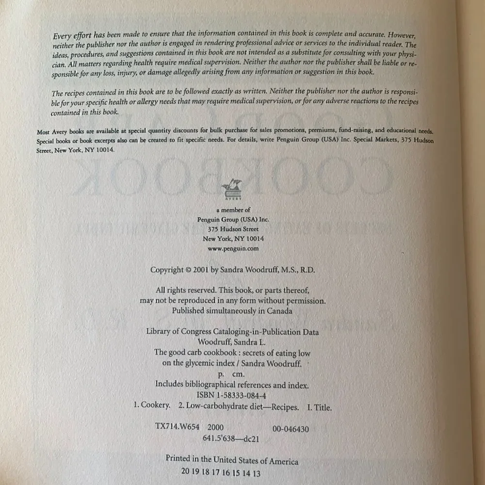 Cookbook Paperback Good Carb Cookbook Woodruff